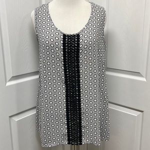 Rose & Olive Geometric Sleeveless Lace Blouse 1X